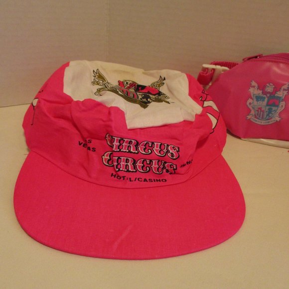 Circus Circus Las Vegas Casino Pink White Blue Hip Pack Painter Hat Bundle - Picture 3 of 14